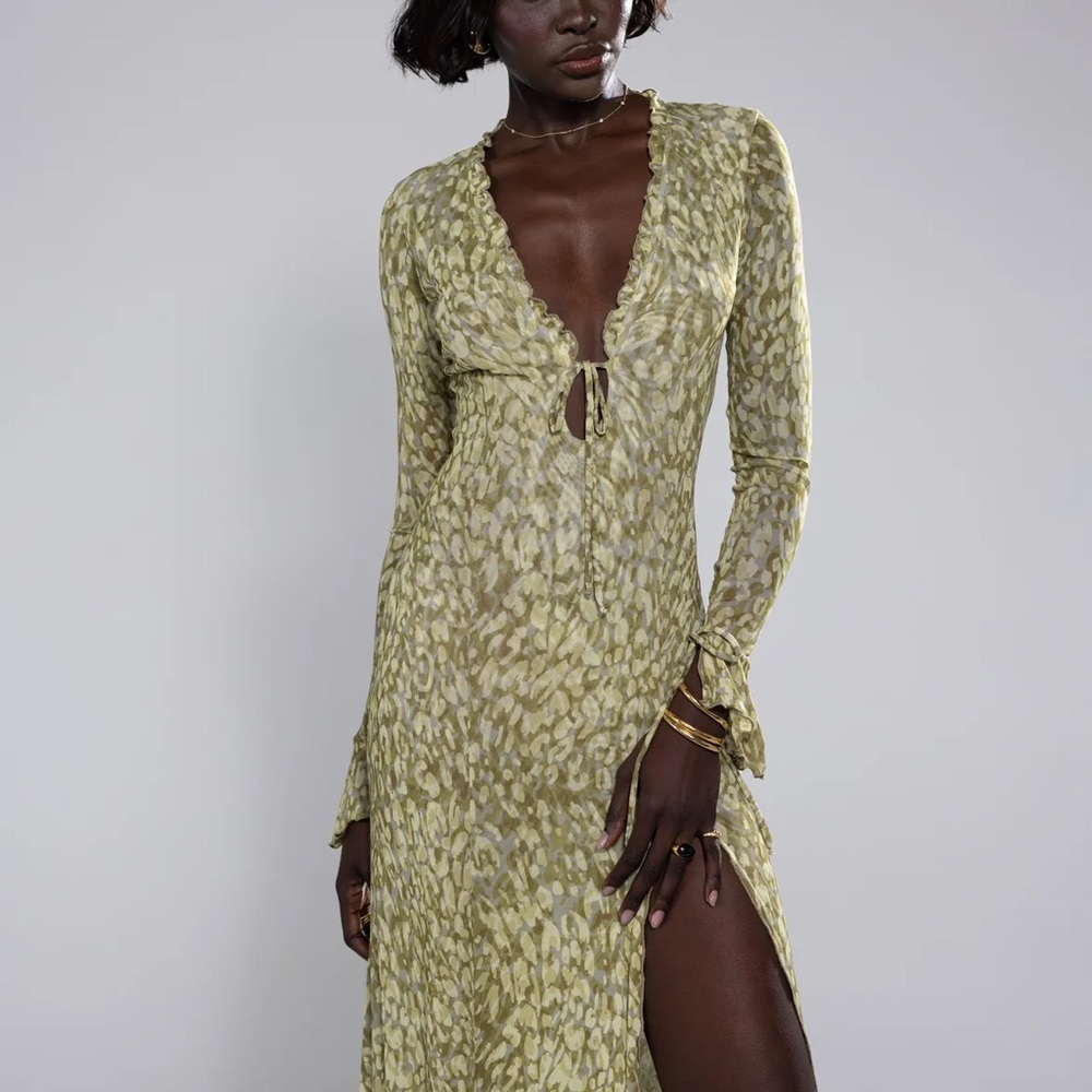 Chic Green Patterned Dress